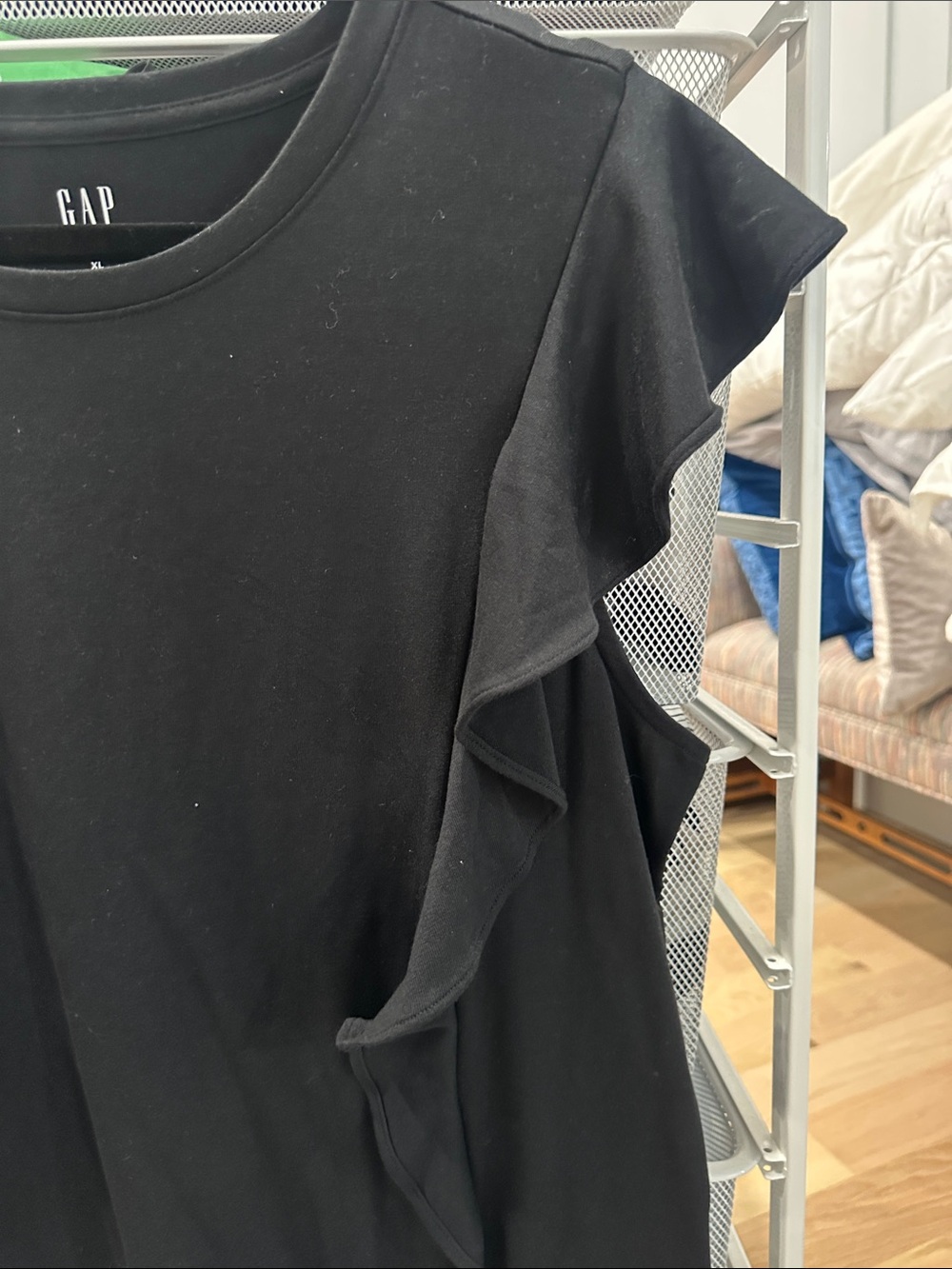 GAP Black Ruffle Short Sleeve Tee - Picture 2 of 5